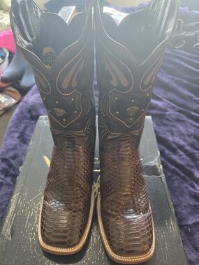 Rodeo Cartie Arles Python Print Western Cowboy Boots Men's Size 11 Leather